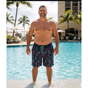 True Nation DXL Big Tall Blue Surfboard Swim Trunks Size 3XL Athleisure Liner